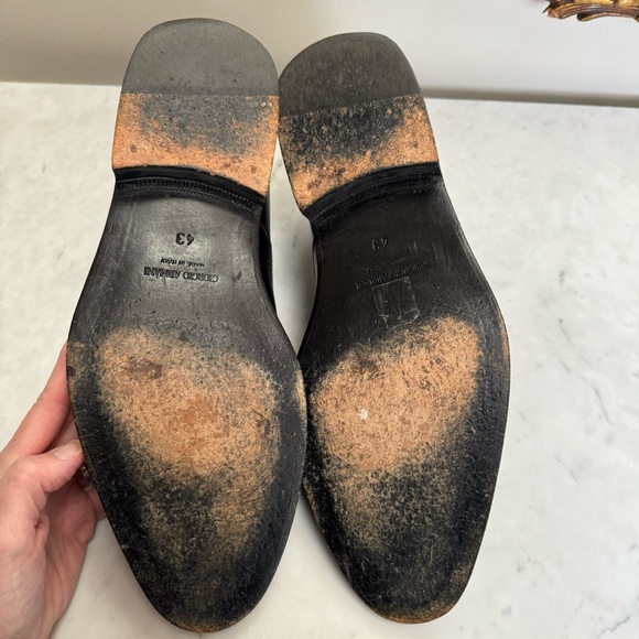 Giorgio Armani Men’s black leather Oxford lace up dress shoes, size 10 - Picture 6 of 9